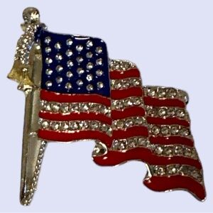 Brooches American Flag silvertone